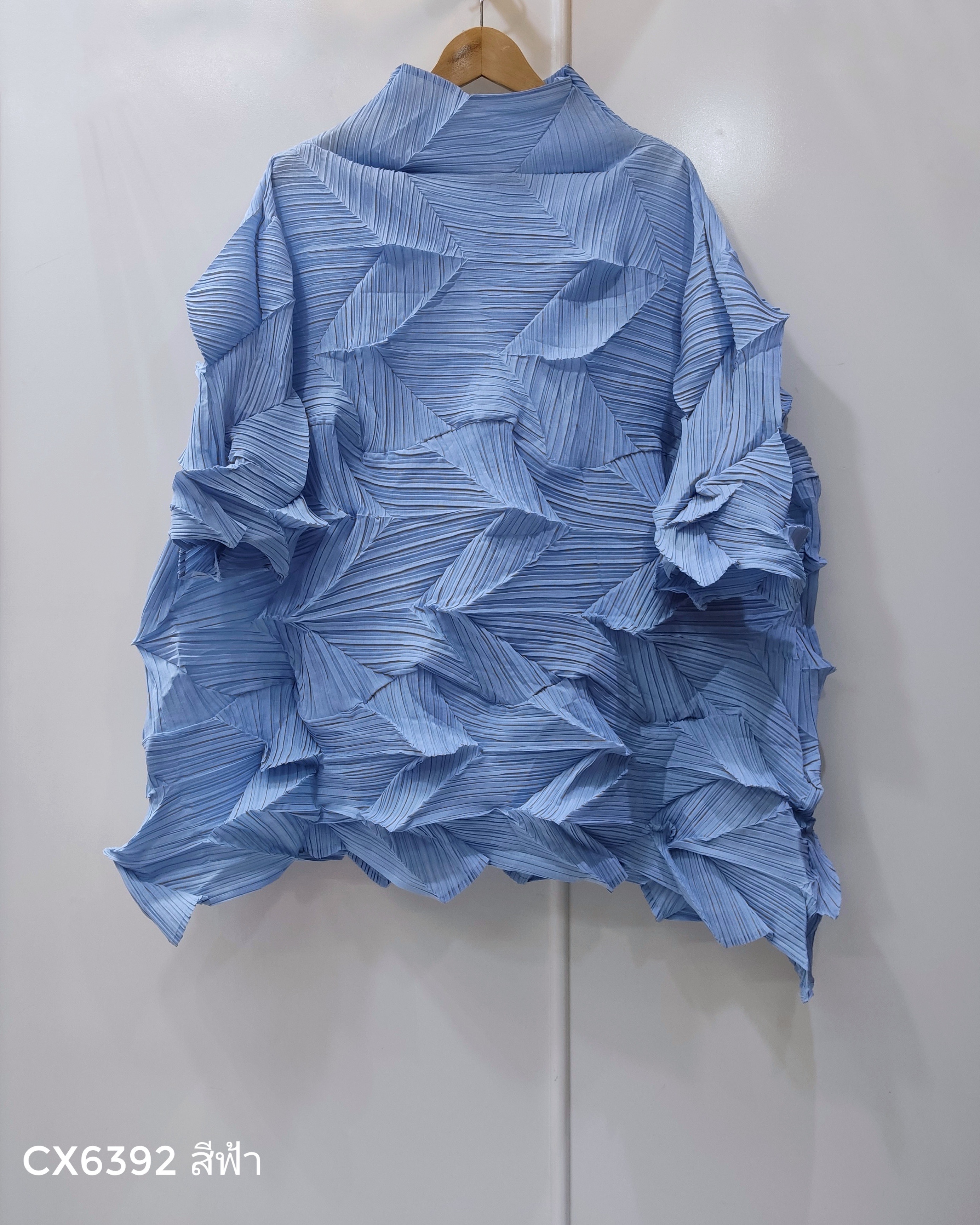 อกถึง60 ยาว31นิ้ว 2MUAY รุ่น CX6392 เสื้อพลีทคุณภาพ HIGH NECK ZIG ZAG PLEATED TOP 10 สี FREE SIZE