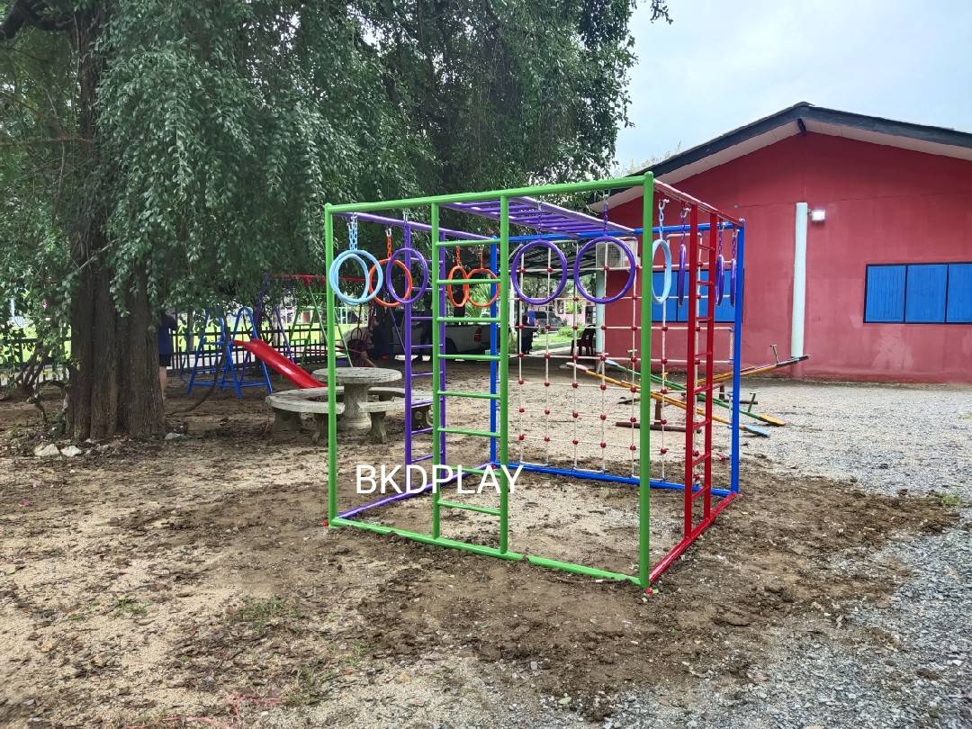 ชุดลูกเต๋า ปีนป่ายรวมA พร้อมบาร์โหน บาร์ไต่ ปีนป่ายเชือก เครื่องเล่นสนามเหล็ก เครื่องเล่นสนามกลางแจ้ง OutdoorPlayground