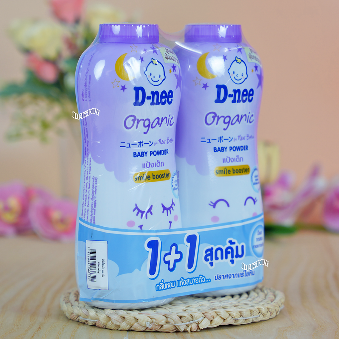 D-nee ออร์แกนิค แป้งเด็กดีนี่ สวีทดรีม ฟอร์ นิวบอร์น เบบี้พาวเดอร์ -สไมล์บูสเตอร์ ซีรี่ส์ 350 กรัม แพ็คคู่