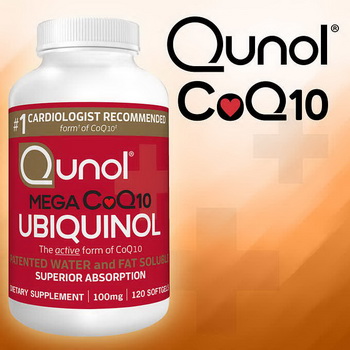 Qunol Mega CoQ10 100 mg Ubiquinol ขนาด 120 Softgels สูตรดูดซึมเร็ว