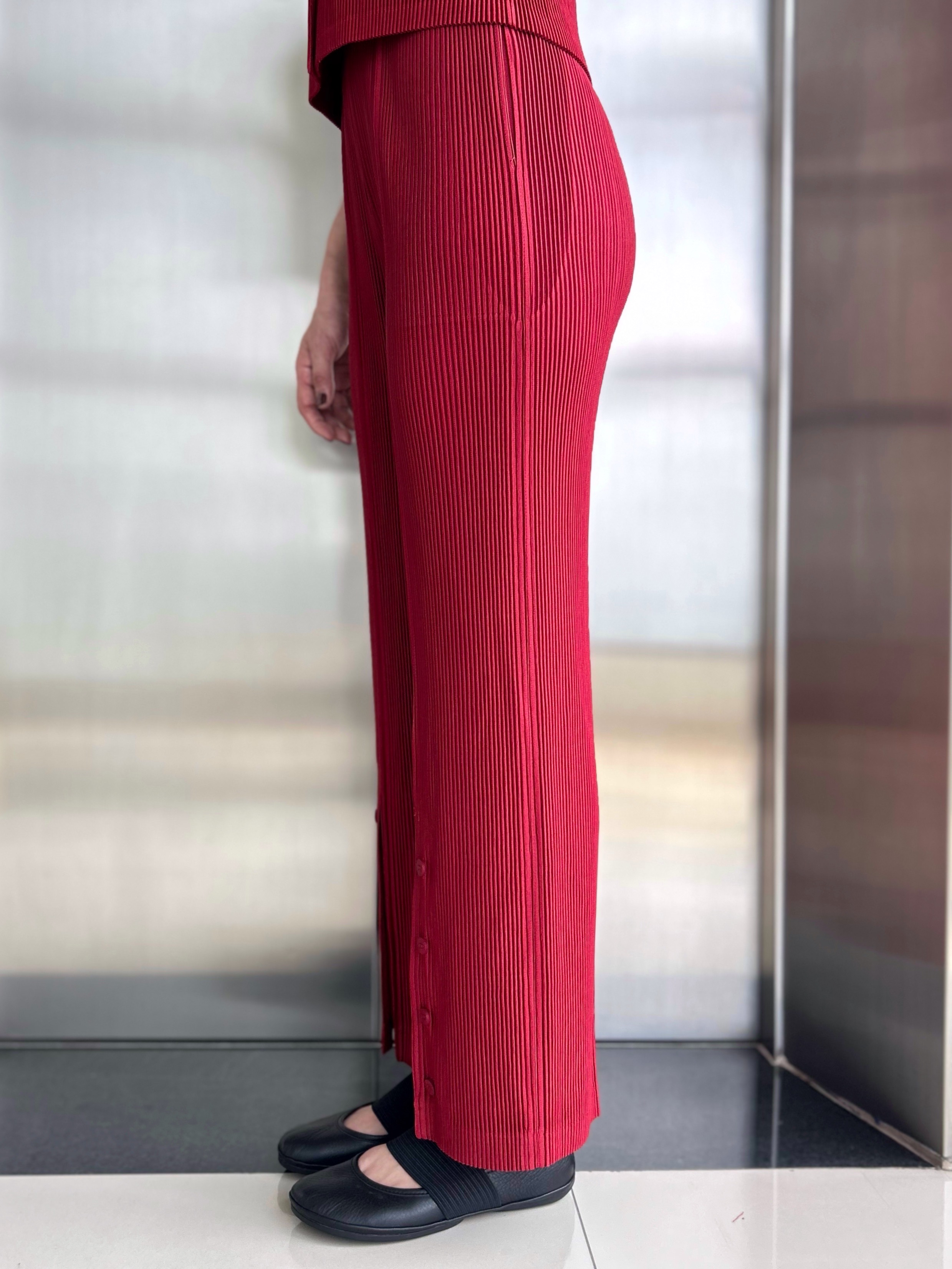 ยาว 38.5 นิ้ว 2MUAY รุ่น GJO1871 กางเกงพลีทคุณภาพ THICK STRAIGHT LEG SPIT FRONT PLEATED PANTS 10สี FREE SIZE