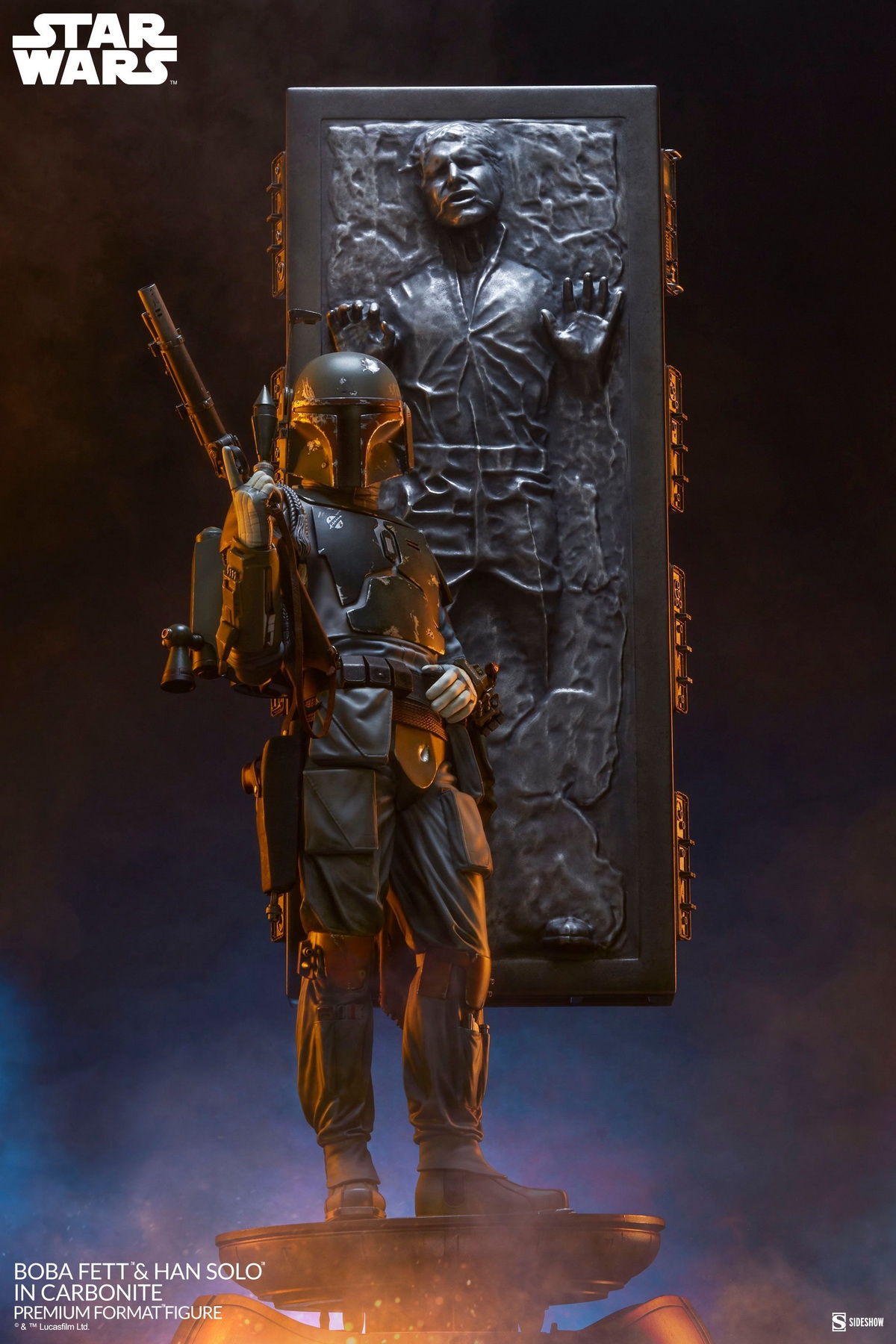 [สั่งจอง]Sideshow 400373 : Boba Fett and Han Solo in Carbonite Premium Format Figure