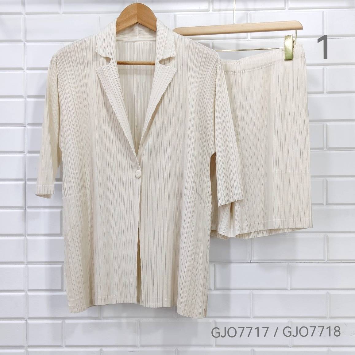 2MUAY รุ่น GJO7717/GJO7718 ชุดอัดพลีท เซ็ตพลีทคุณภาพ 9สี FREE SIZE CARDIGAN/BLAZER PLEATED SET