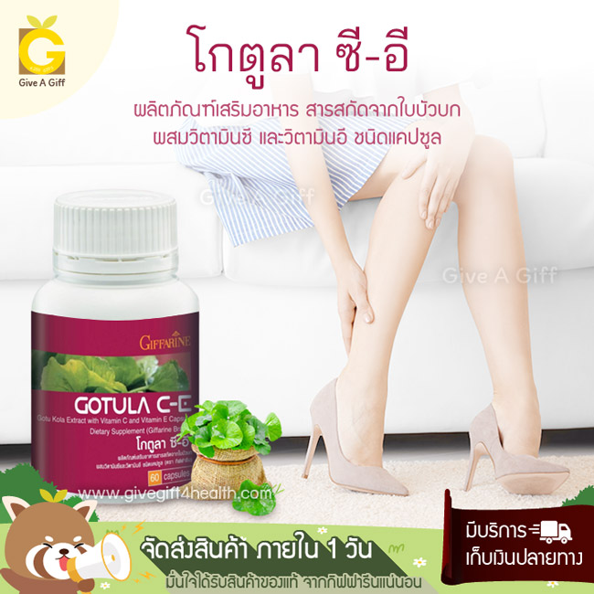 Gotula C-E (โกตูลา ซี-อี) สารสกัดจากใบบัวบก ผสมวิตามินซี และวิตามินอี ลดอาการเส้นเลือดขอด ขาบวม และริดสีดวงทวาร