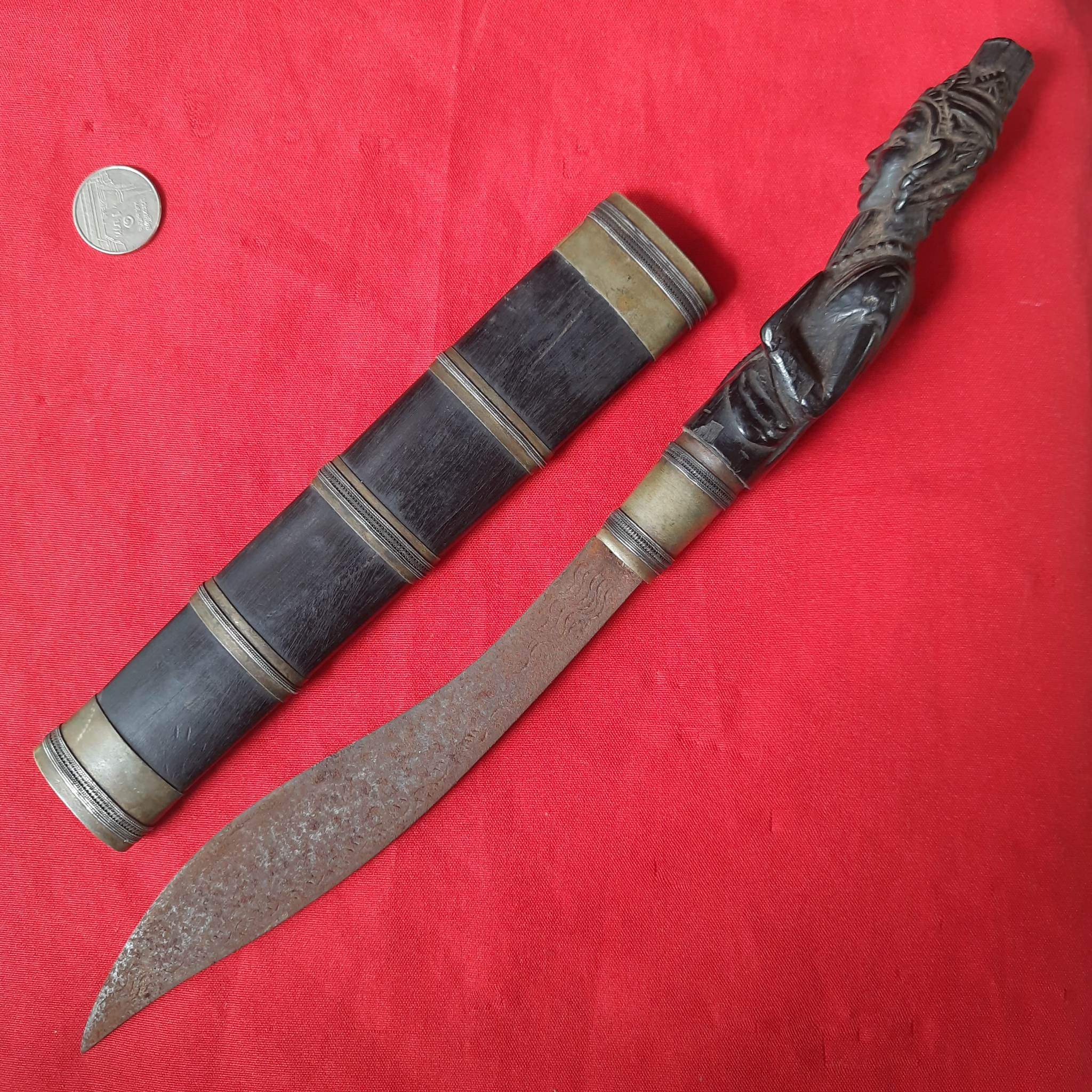 โปรไฟลุก🔥 โปรไฟลุก🔥 มีดหมอ ด้ามไม้ พญางิ้วดำ แกะสลัก พ่อแก่