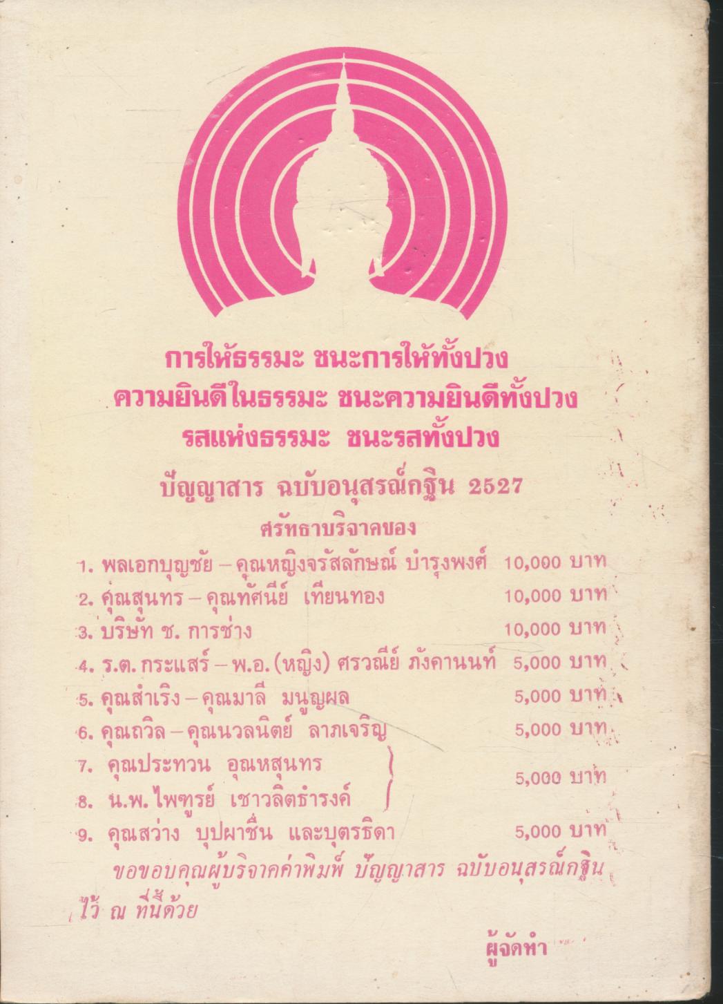 ปัญญาสาร ปีที่ ๒ เล่มที่ ๓๑ อนุสรณ์กฐิน ๒๗
