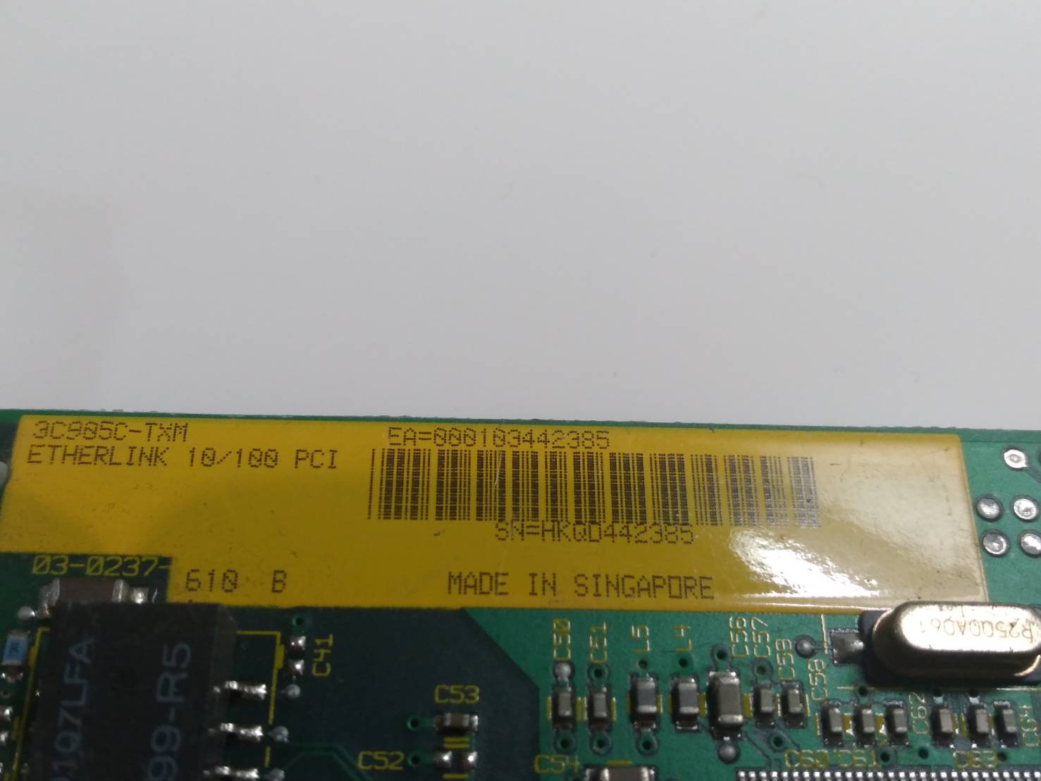 3Com 920-BR05 40-0579-005 3969 CT9952 P16 Ethernet Card BROADCOM 5904 1999 year