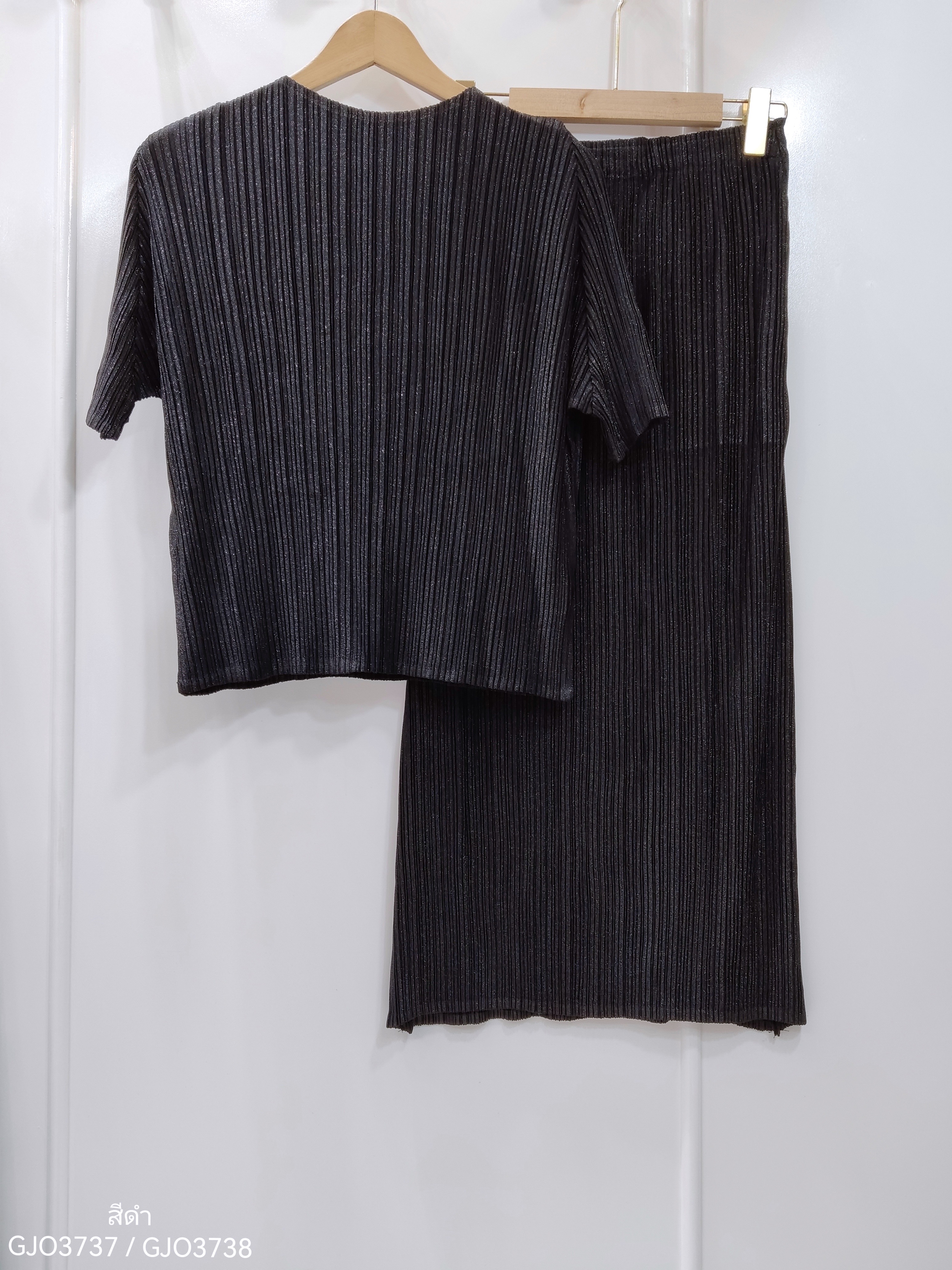 2MUAY รุ่น GJO3737 /GJO3738 เซ็ตพลีทคุณภาพ GLITTER PLEATED SET 7 สี FREE SIZE