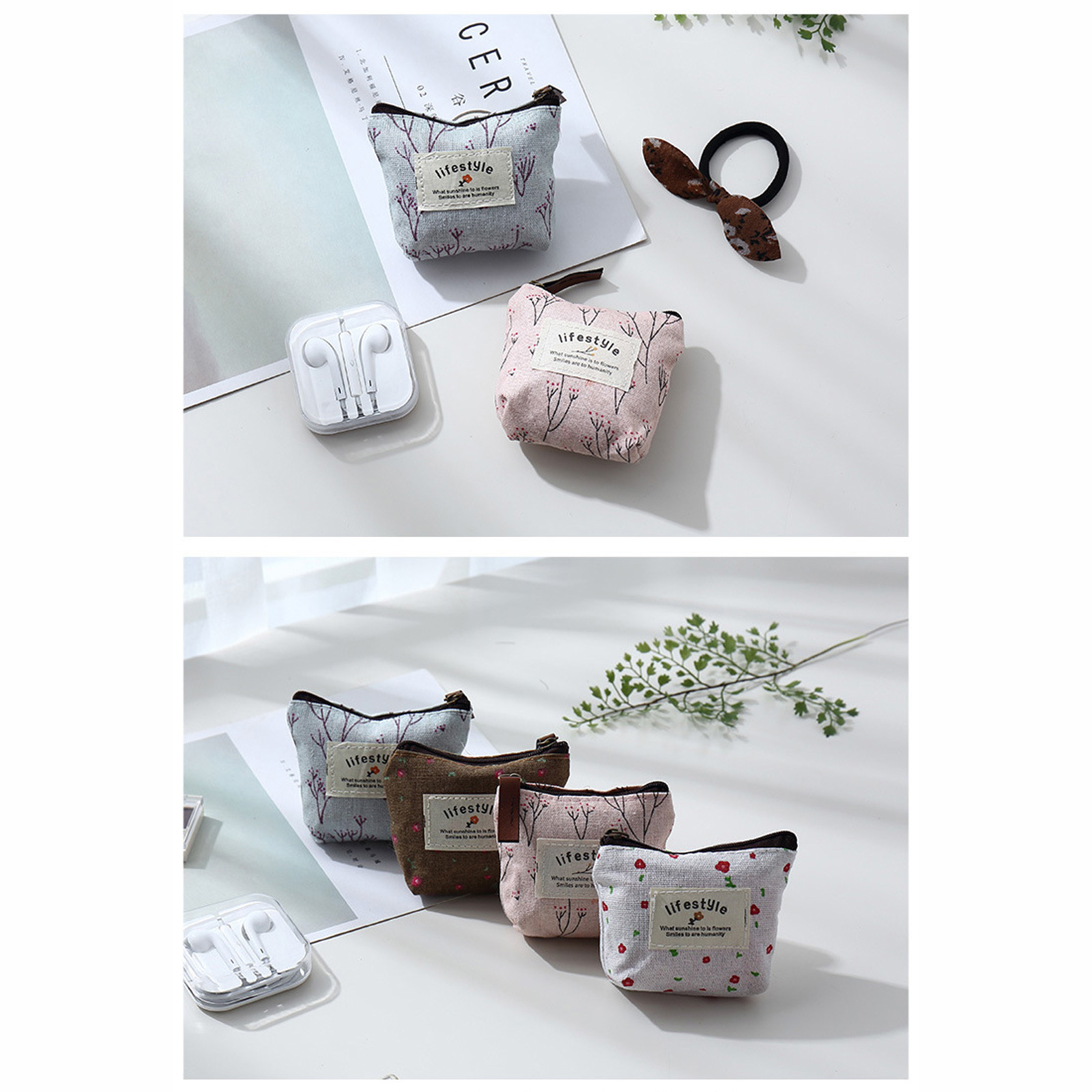 กระเป๋าใส่เหรียญ ซิปผ้า คางหมู ใส่สตางค์ ขนาดมินิ พกพาสะดวก ใส่เครื่องสำอาง มีให้เลือกหลายสี ดีไซน์สวย