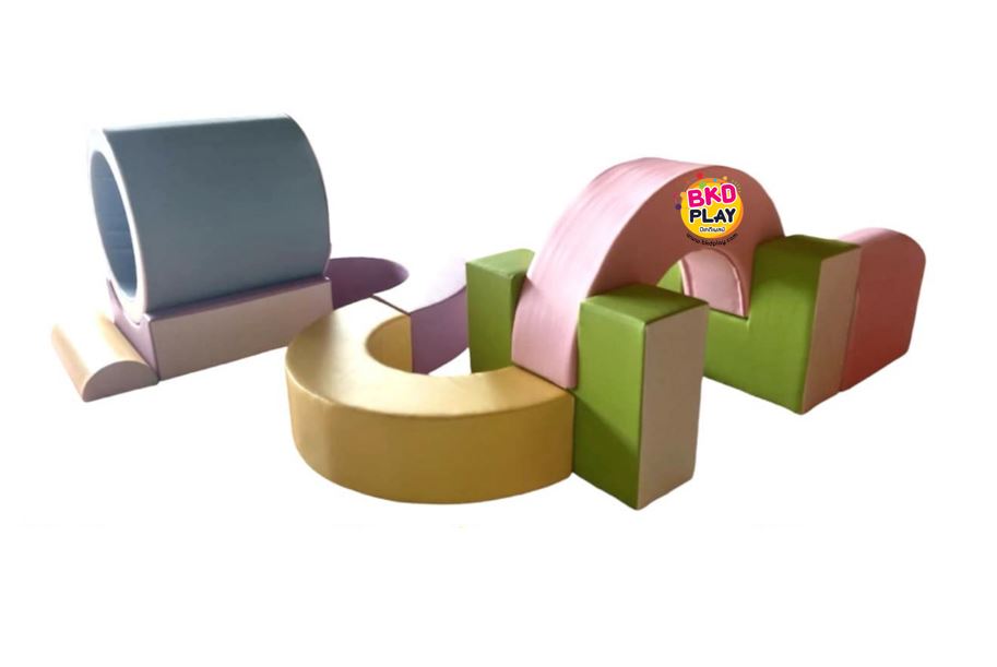 ชุดอุโมงค์ทางเดินทรงตัวนุ่มนิ่มจำนวน 10 ชิ้น ,ลอดอุโมงค์,ไต่ราว, ทางเดินทรงตัวนุ่มนิ่ม,เบาะหนังนุ่มนิ่ม softplay, indoor playground kidszone สวนสนุกในร่ม