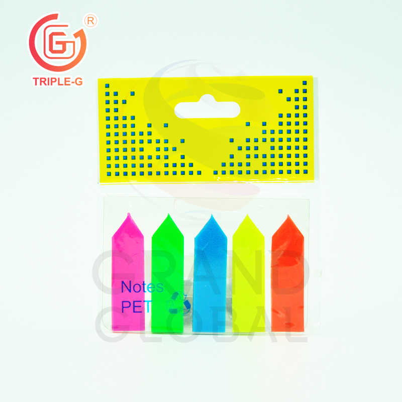 Triple-G กระดาษพลาสติก PET แถบ LABEL STICK NOTE แถบเล็ก รุ่น PET (1x5) แพ๊ค 6 ชุด