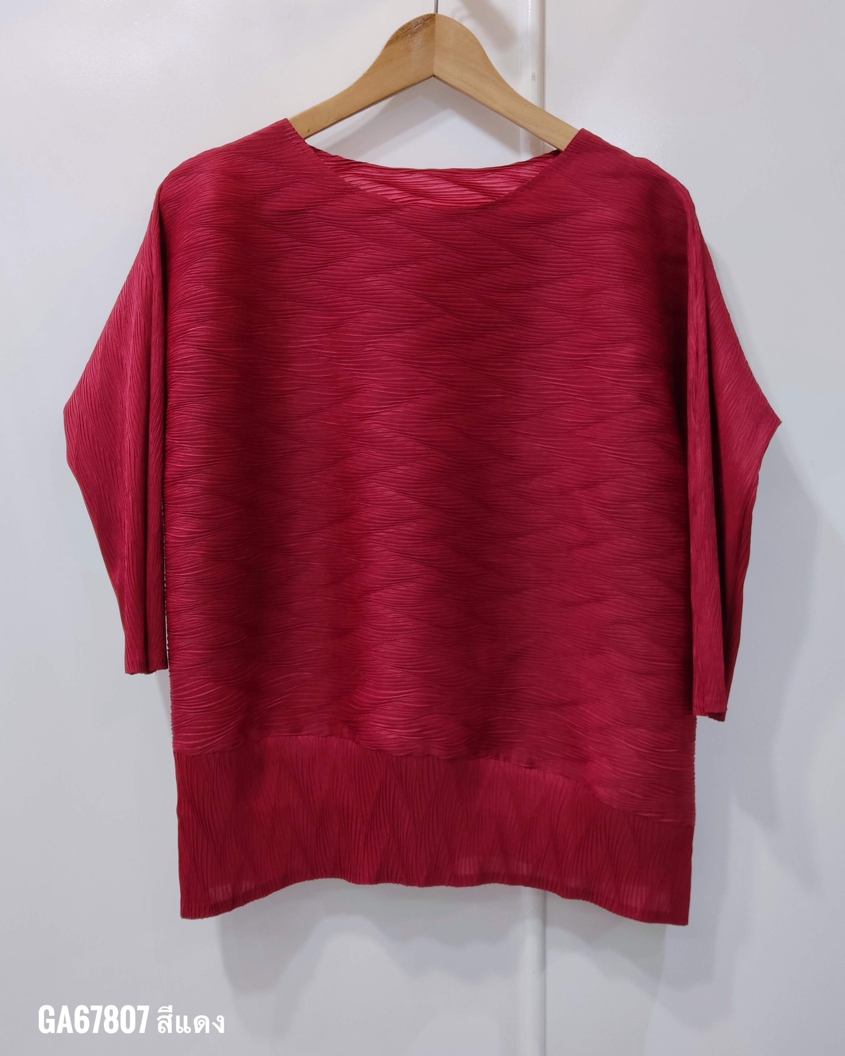 อกถึง44ยาว23นิ้ว 2MUAY รุ่น GA67807 เสื้ออัดพลีท LONG SLEEVE PLEATED TOP 8 สี FREE SIZE