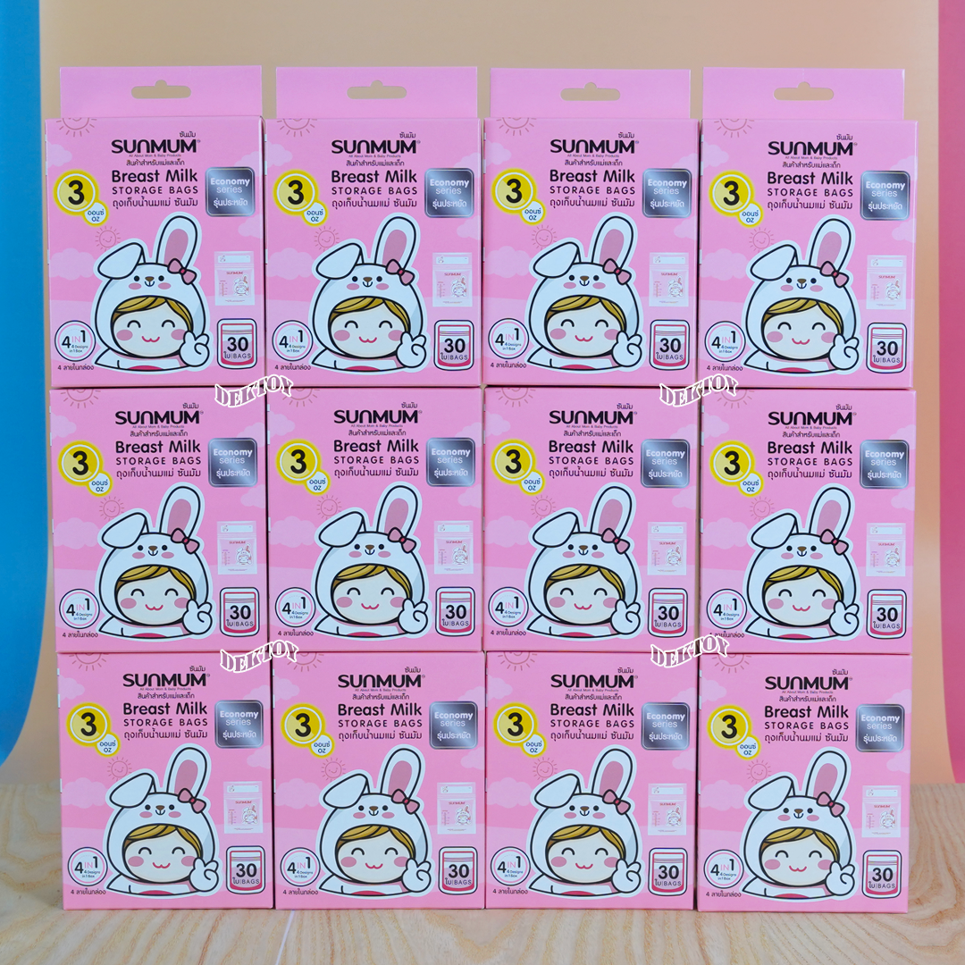 12 กล่อง Sunmum ซันมัม ถุงเก็บน้ำนม 3 ออนซ์ รุ่น Economy 30 ใบ(360ใบ)
