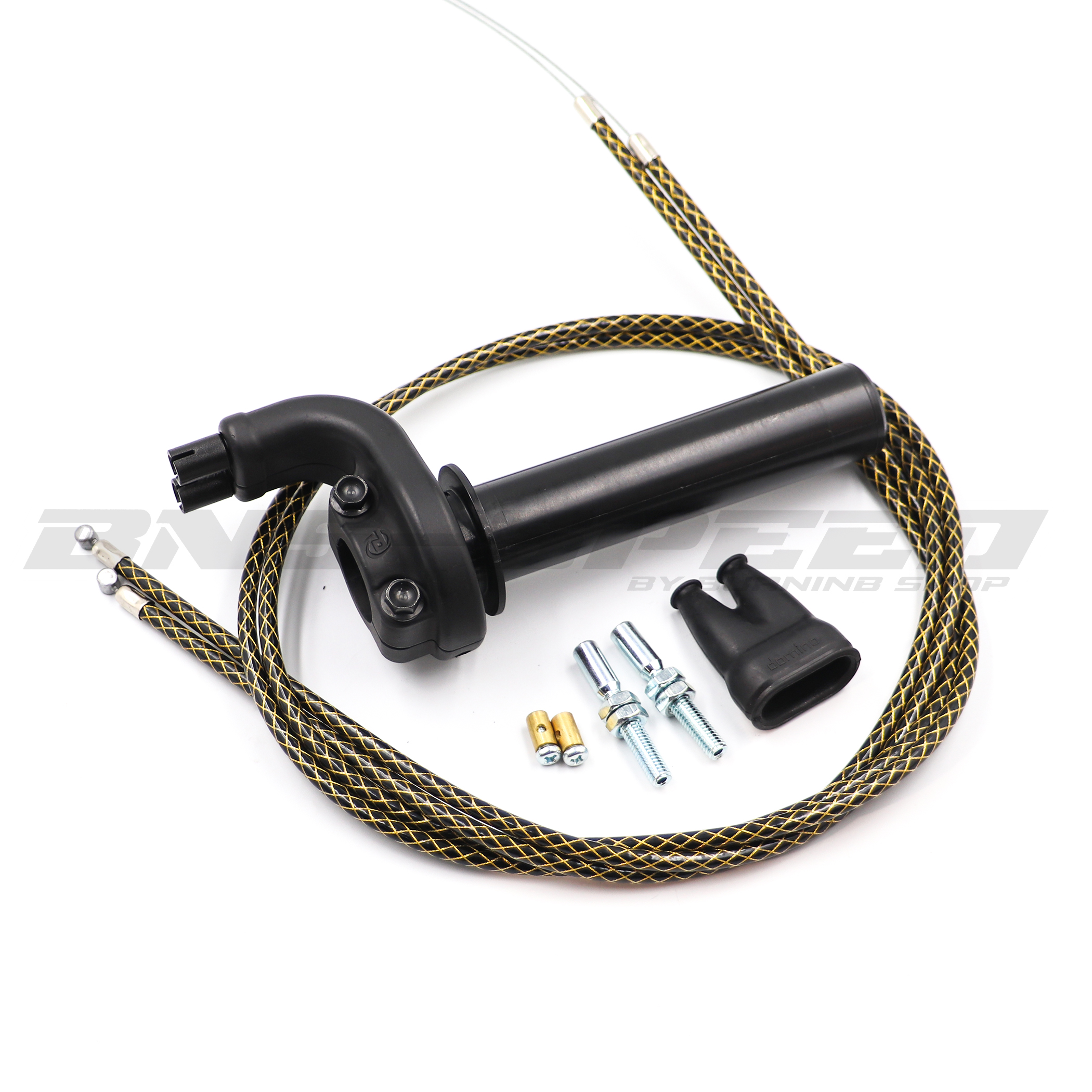 ประกับคันเร่ง Domino KRE Throttle Control 3129.03 + สายคันเร่งสีดำทอง