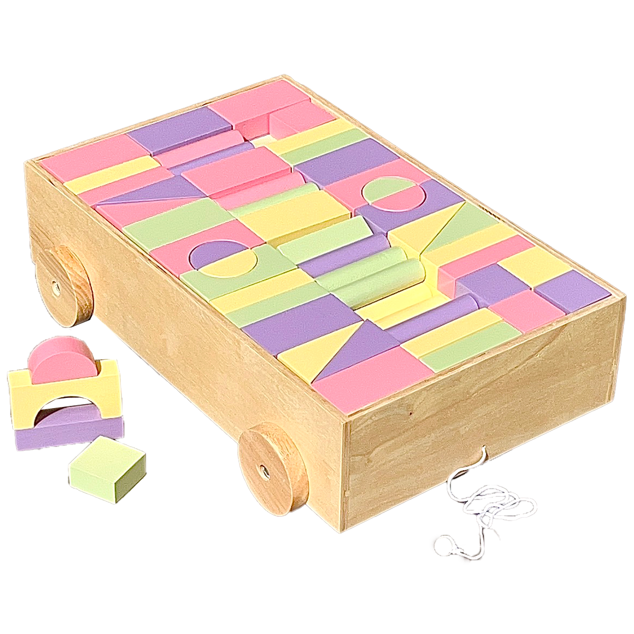 รถลากสีหวาน,บล็อก150 ชิ้น (ทำสี) ,ของเล่นบล๊อคไม้สีพลาสเทล ,ตัวต่อไม้, blockไม้ ของเล่นไม้, ของเล่นเสริมพัฒนาการ, ของเล่นเด็กอนุบาล, สื่อการสอนเด็กอนุบาล