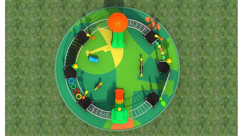 เครื่องเล่นสนามกลางแจ้ง ชุดรวมฐานสวนสนุกรวมฐานแบบวงกลม เครื่องเล่นสนามกลางแจ้ง สำหรับสวนสาธารณะ อบต.โรงเรียน ศูนย์การค้าสำหรับเด็ก (ไม่รวมทำพื้น)