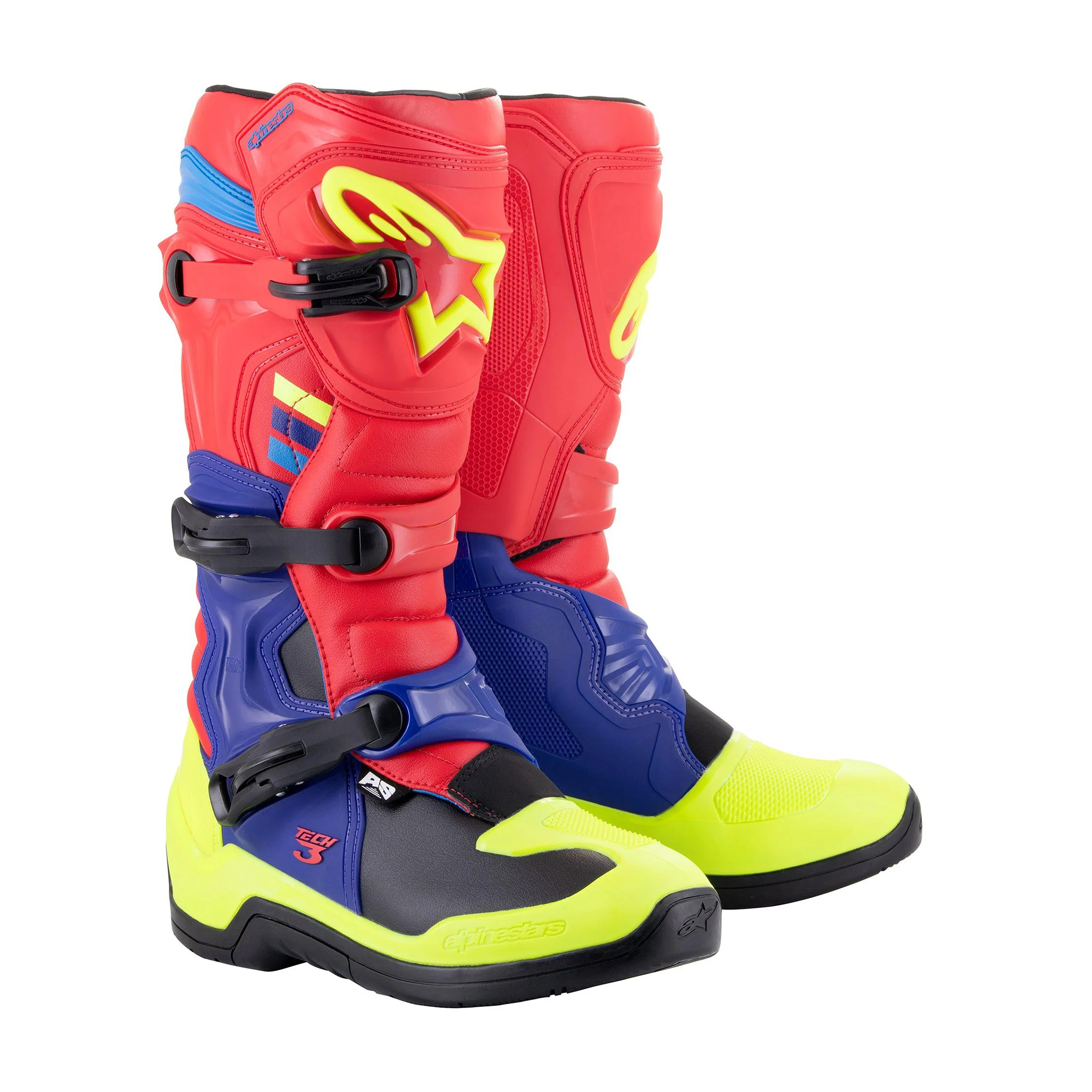 รองเท้า Alpinestars Tech 3 Boots - Bright Red/Dark Blue/Yellow Fluo