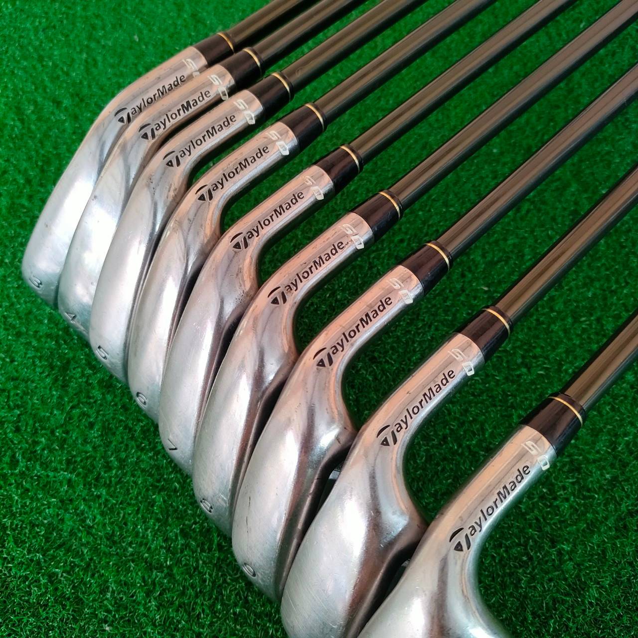 ชุดเหล็ก TAYLORMADE RAC OS ใบใหญ่ ตีง่าย ตีไกลกว่าเหล็กปกติ จุดถ่วงน้ำหนักพิเศษ ตีมันส์มากๆครับ มีเหล็ก 3 - 9 เเละ AW SW ก้าน TM-RAC LITE FLEX R