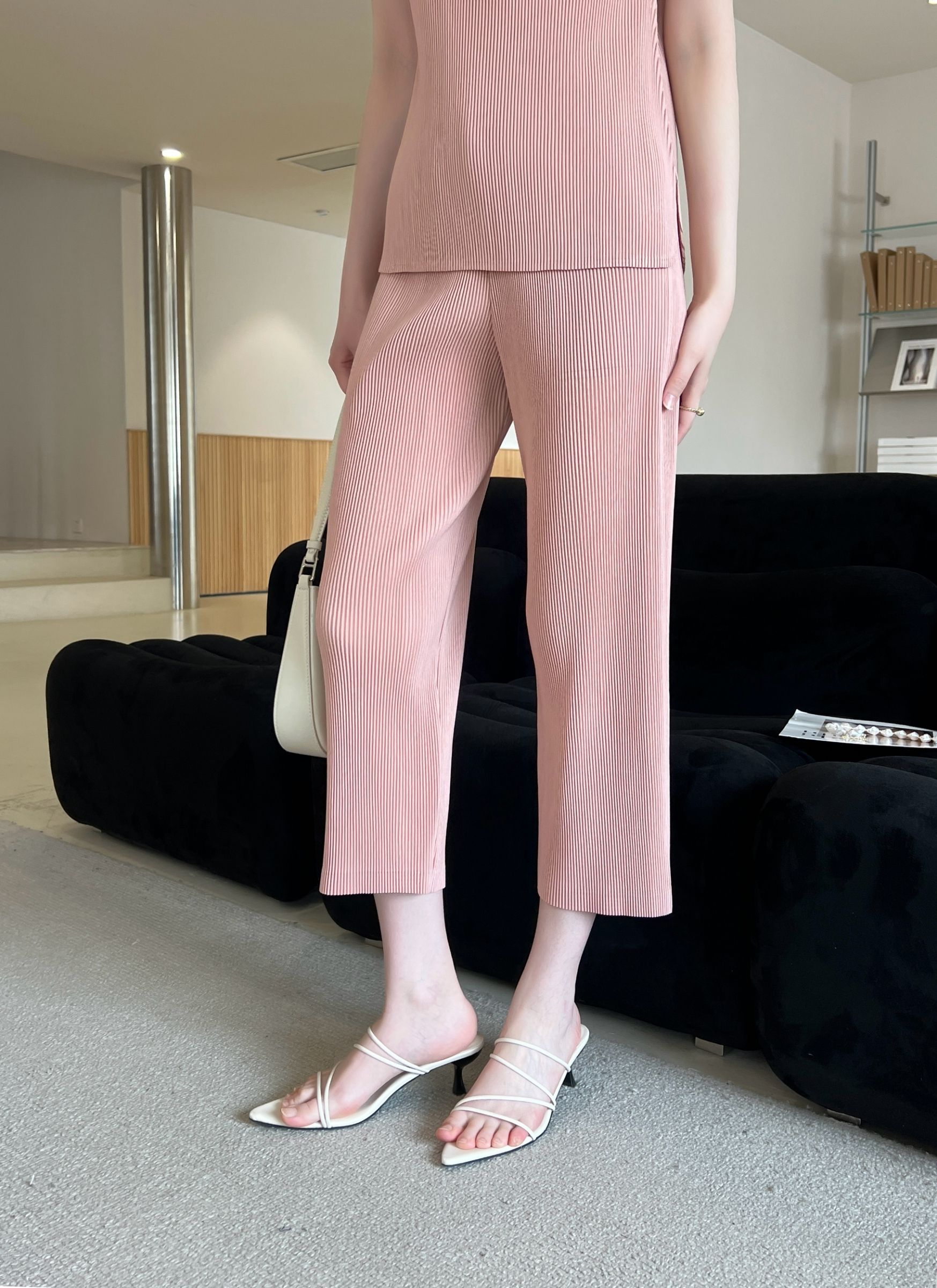 ยาว 33.5นิ้ว 2MUAY รุ่น GJO11209 กางเกงพลีทผ้าหนา THICK STRAIGHT LEG PLEATED PANTS 10 สี FREE SIZE