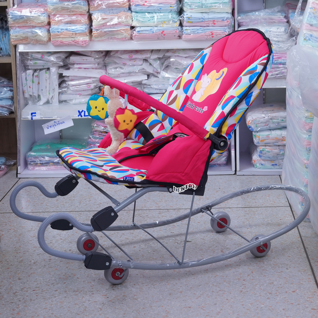 First feels เฟริสท์ฟิวส์ เปลโยกเด็กขนาดใหญ่ขาสปริง FF 482 ลายกลมใหญ่ กระต่าย