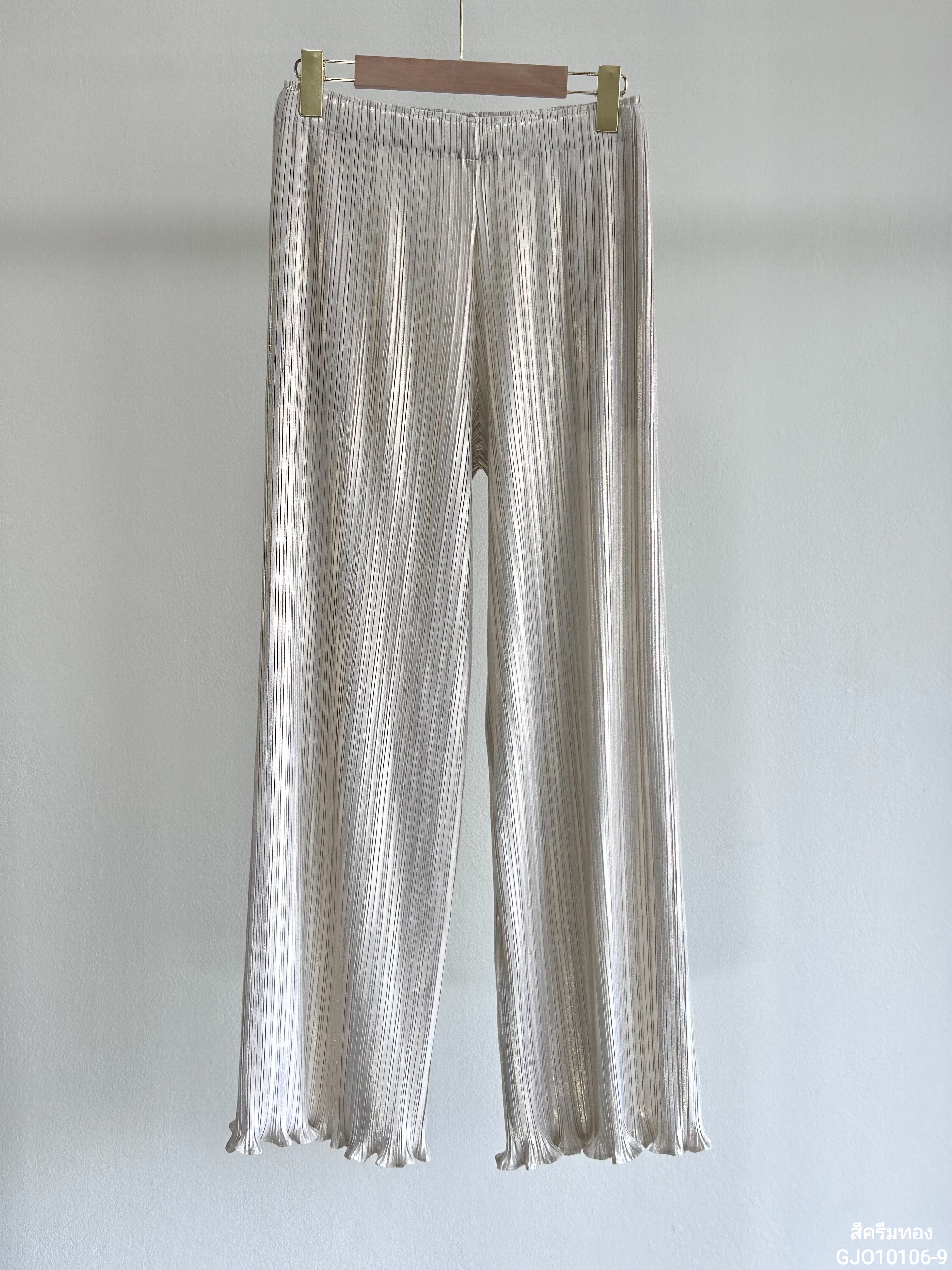 ปรับราคาลง20%!! ยาว 38.5นิ้ว! 2MUAY รุ่น GJO10106-9 กางเกงพลีทคุณภาพ STRAIGHT LEG METALLIC PLEATED PANTS 4สี FREE SIZE