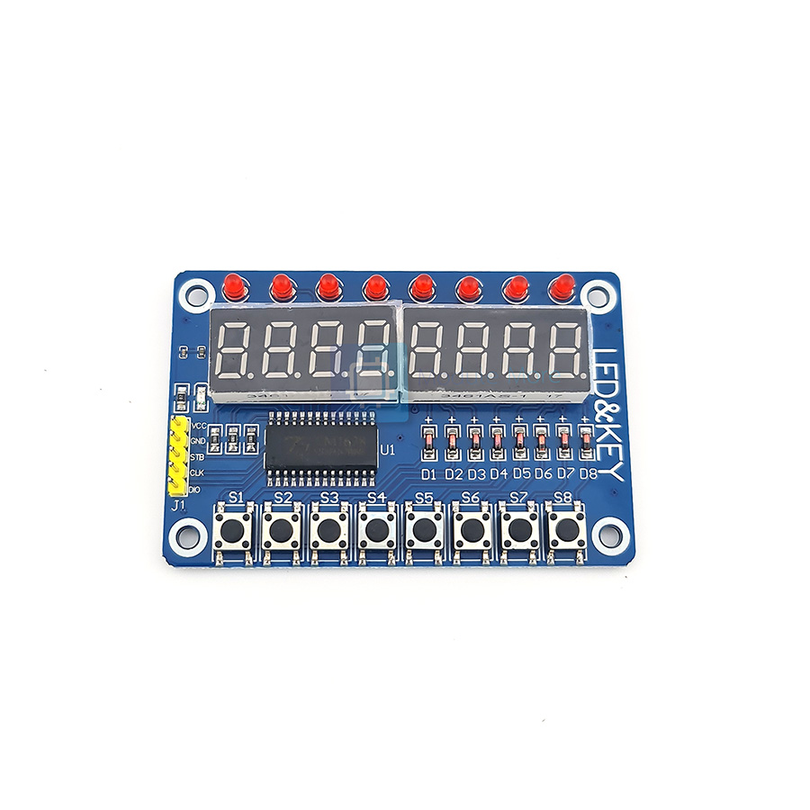 โมดูลตัวเลข 8 หลัก พร้อมปุ่มและไฟ LED switch display TM1638 (8-digit digital tube\LED\button)