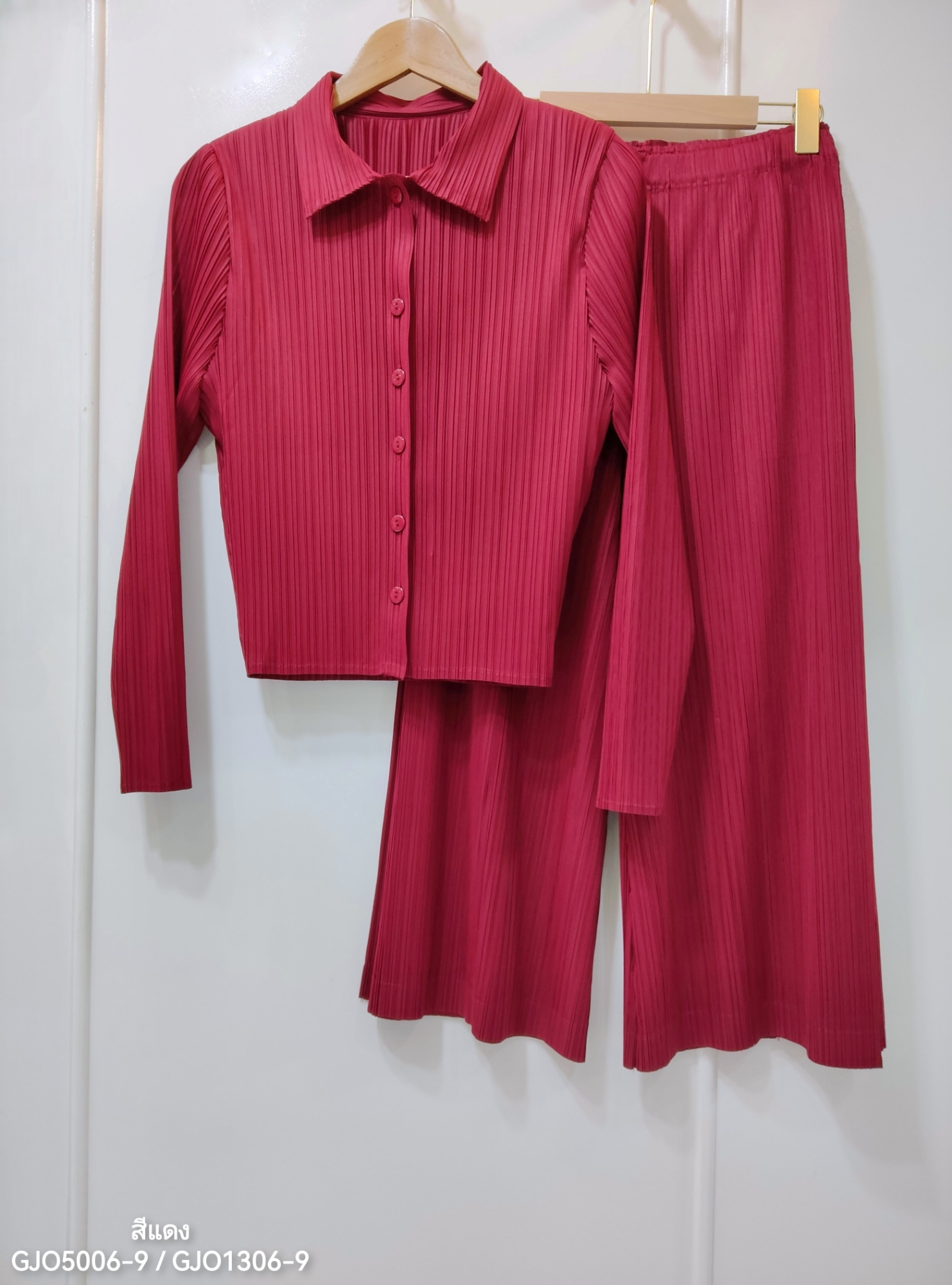 กก. ยาว33นิ้ว! 2MUAY รุ่น GJO5006-9 / GJO1306-9 เซ็ทพลีทคุณภาพ FRONT BUTTON FRONT WITH PANTS PLEATED SET 7 สี FREE SIZE