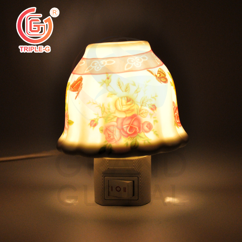 Night light aroma โคมไฟ อโรม่า โคมไฟหัวเตียง ไนท์ไลท์ โคม ไฟหัวเตียง ห้องนอน เซรามิก เสียบปลั๊กไฟ มีหลุม ใส่ น้ำหอม ได้