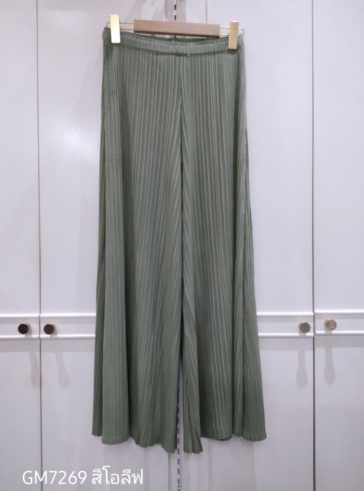 ยาว 36.5 นิ้ว 2MUAY รุ่น GM7269 กางเกงอัดพลีท WIDE LEG PLEATED PANTS 15 สี FREE SIZE