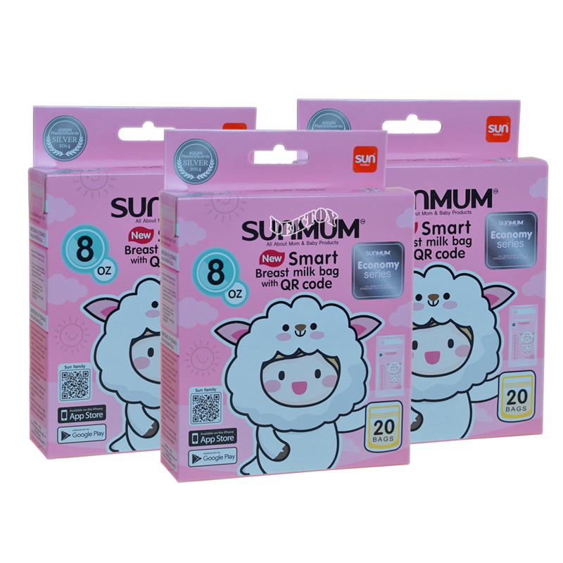 3กล่อง Sunmum ซันมัม ถุงเก็บน้ำนมซันมัม 8 ออนซ์ รุ่น Economy 1 กล่องบรรจุ 20 ใบ (60ใบ)