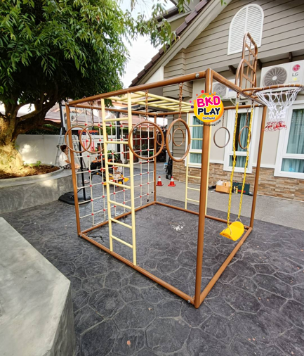 ลูกเต๋าปีนป่าย ชุดรวมปีนป่ายสี่เหลี่ยมA2 ปีนป่ายเชือก พร้อมบาร์โหน บาร์ไต่ ชิงช้า เครื่องเล่นสนามเหล็ก เครื่องเล่นสนามกลางแจ้ง OutdoorPlayground