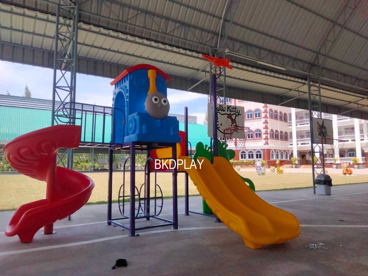 เครื่องเล่นสนามกลางแจ้ง-ในร่ม,ชุดรถไฟน้ำเงินและผองเพื่อน,รถไฟโทมัส,สไลเดอร์,สนามเด็กเล่น ,เครื่องเล่นสนามกลางแจ้งในร่มราคาถูก, เครื่องเล่นสนามปฐมวัย,ครุภัณฑ์สนามเด็กเล่น, สพฐ,โครงการโรงเรียนประชารัฐ playground
