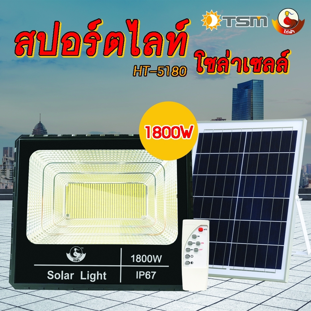 ไฟสปอตไลท์ โซล่าเซลล์ 380W/650W/1400W/1800W Solar cell ไฟโซล่าและแผงโซล่า กันน้ำ ทนแดด 380W รุ่นใหม่ สว่างถึงเช้า