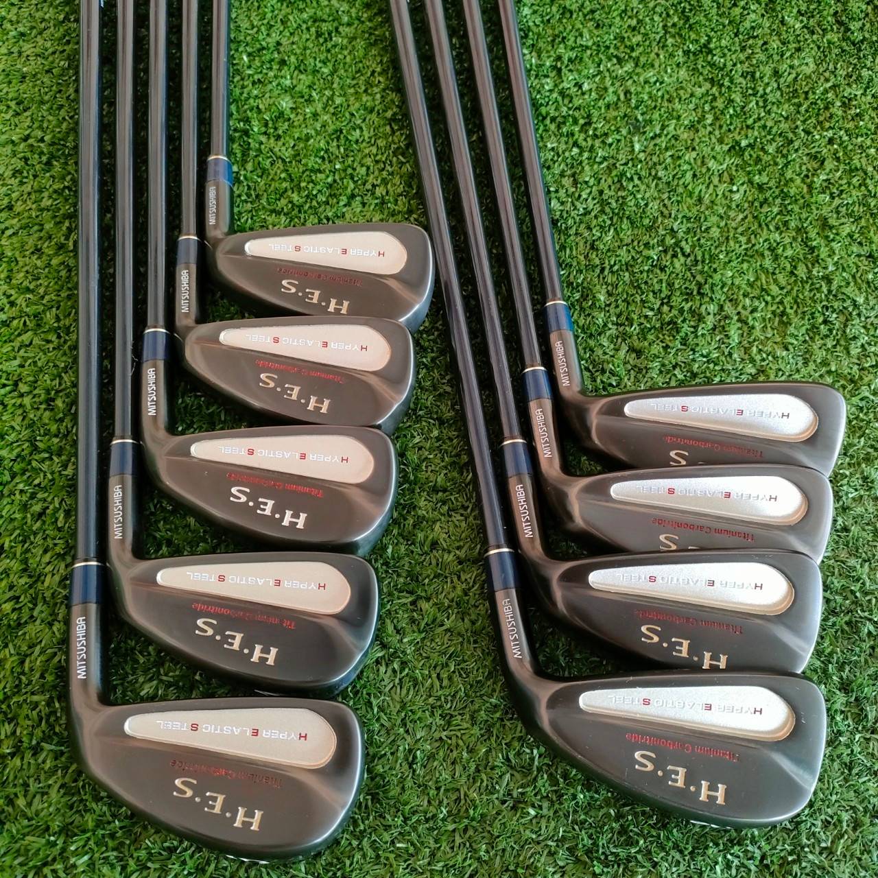 ชุดเหล็ก MITSUSHIBA HES HYPER ELASTIC STEEL ของใหม่!! มีเหล็ก 3-9 เเละ PW SW ก้าน PROFILE SERIES FLEX R สภาพสวยนางฟ้า ยกเว้นกริพ เริ่มมีตำหนินิดหน่อย ไม้กอล์ฟมือสอง ของแท้ BY NakaraLuxurious