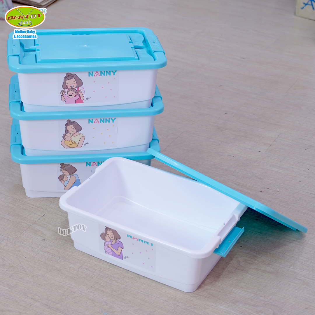 Nanny แนนนี่ กล่องเก็บของเอนกประสงค์ ใบกลาง มีหูหิ้ว ขนาด 9.5 ลิตร ลาย Munin (มุนิน) 244MU