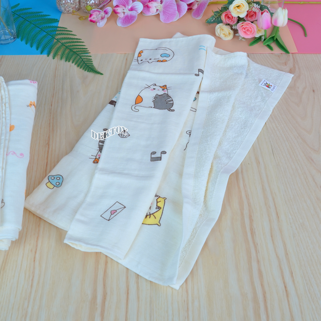 ผ้าเช็ดตัวเด็ก2หน้า ผ้าคอตตอน ผ้าขนหนู ไซส์ 24 x 48 นิ้ว