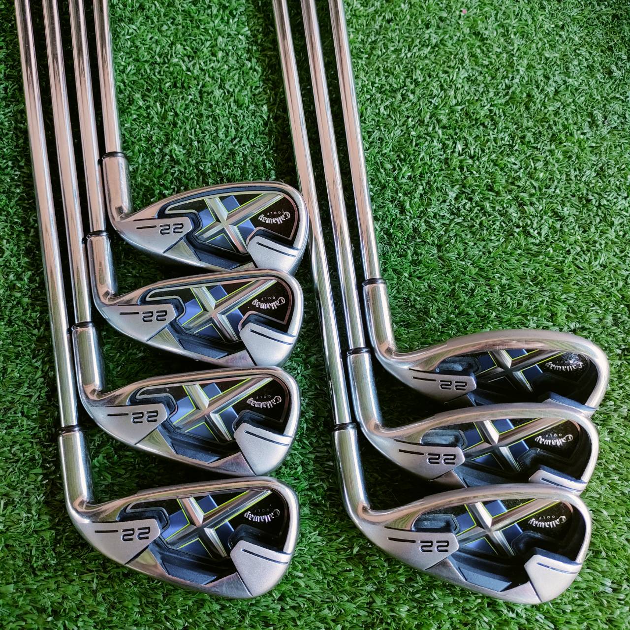 ชุดเหล็ก Callaway X-22 ก้าน NSPRO 950 FLEX R ก้านเหล็กเบาพรีเมี่ยมทั้งชุด สภาพสวยมาก สติ๊กเกอร์ครบ เป็นรุ่นยอดนิยม จุดพีคของ Callaway พัฒนาต่อมาจากรุ่น X18 และ X20 ไม้กอล์ฟพรีเมี่ยมมือสอง ของแท้ By NakaraLuxurious