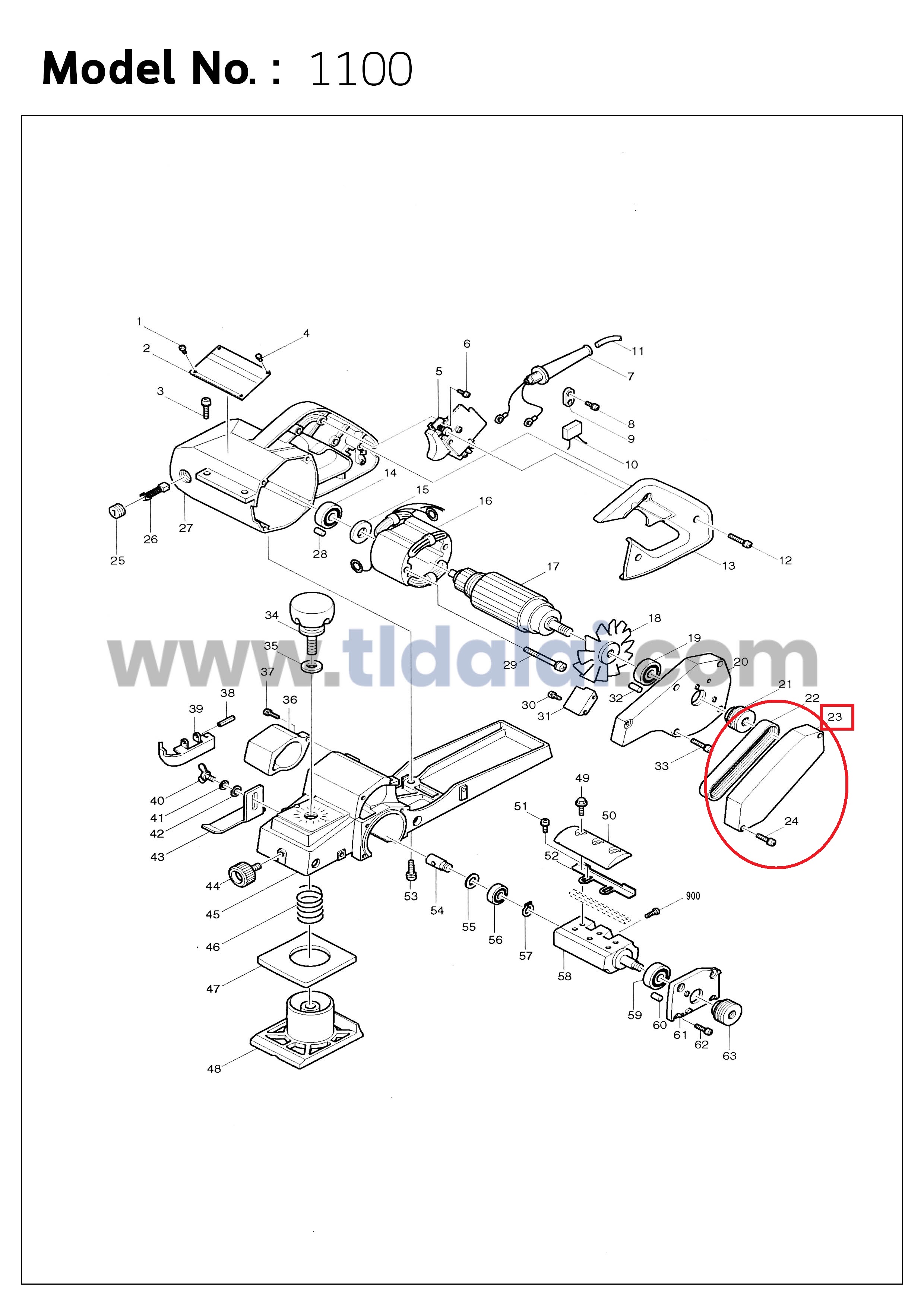 ฝาครอบสายพาน กบไฟฟ้า Makita มากีต้า รุ่น 1100