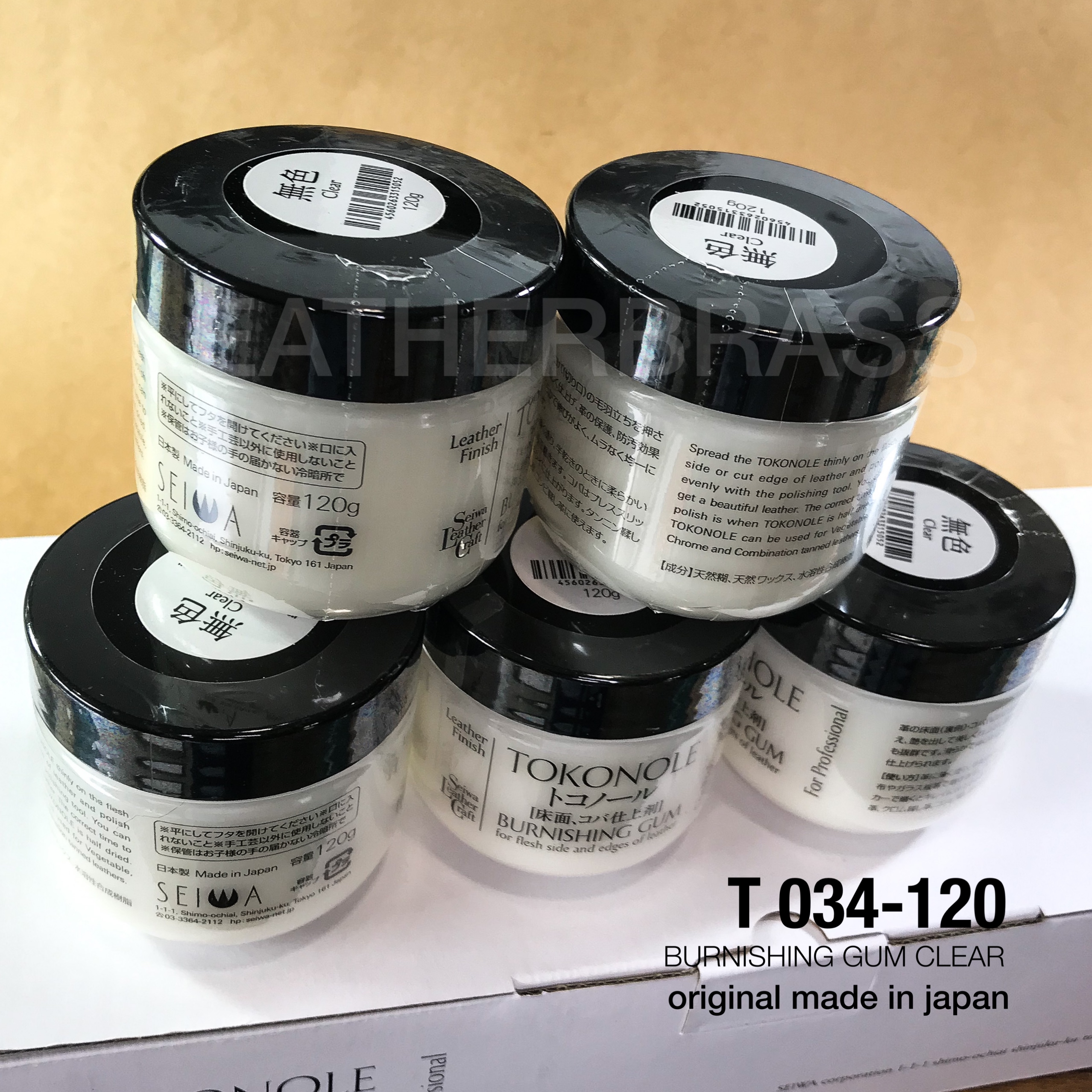 T034-120 Gum กระปุก ขนาด 120 กรัม น้ำยาขัดขอบ สีใส ยี่ห้อ Seiwa Tokonole อุปกรณ์งานหนัง**ราคาต่อกระปุก**