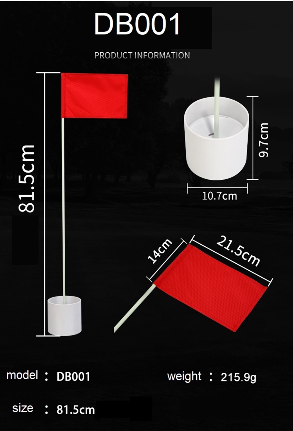 พร้อมส่งจากไทย Golf Hole Cup And Flag หลุมกอล์ฟพร้อมก้านธง PGM DB001-6-9 ขนาด 81.5* 10.7 CM. ( 1 ชิ้น / PCS. )