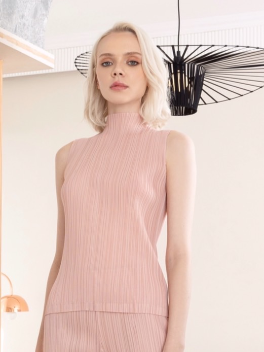 2MUAY BASIC รุ่น GJO7658 BASIC HIGH NECK PLEATED TOP เสื้ออัดพลีทงานคุณภาพ 22สี FREE SIZE