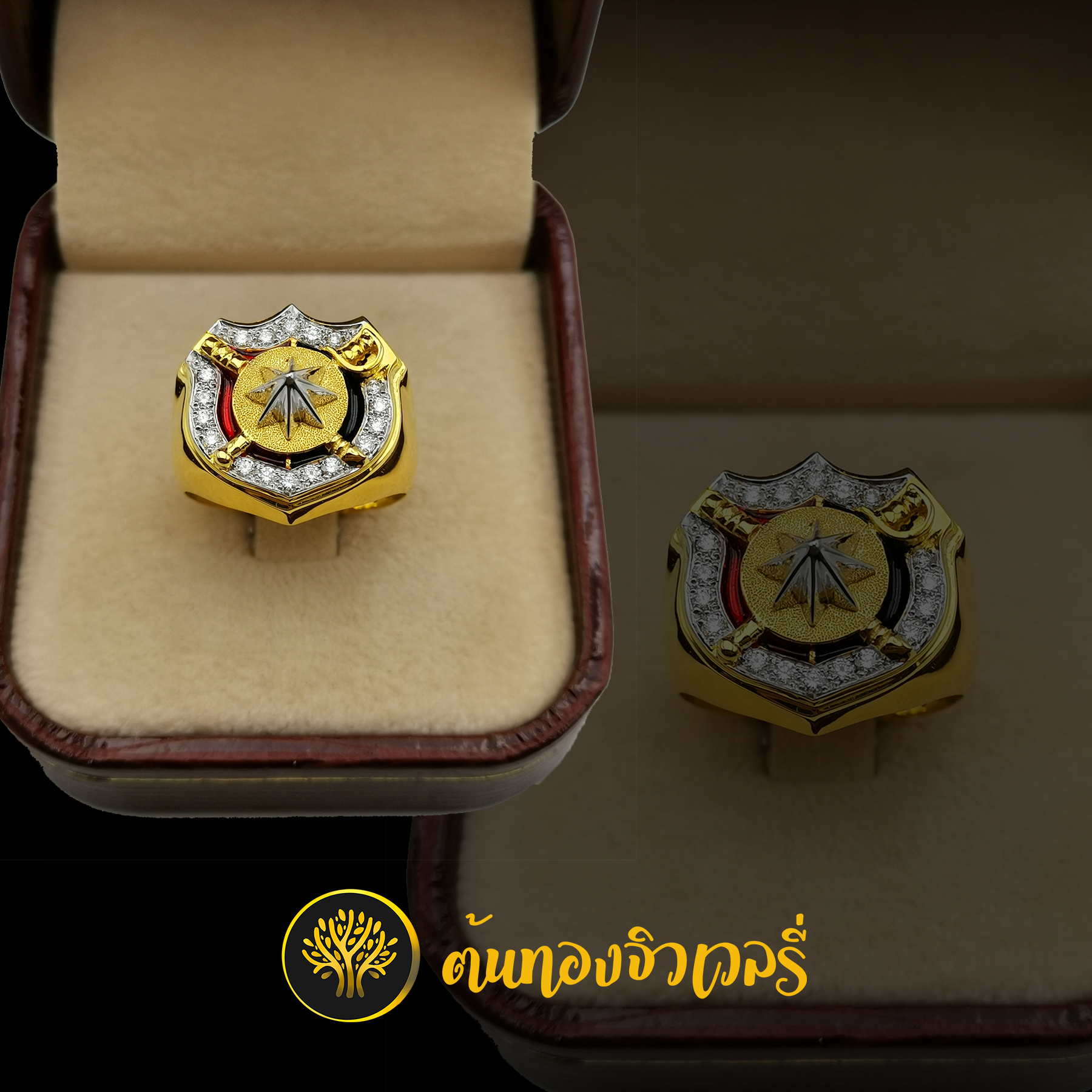 แหวนตราตำรวจ ล้อมเพชร ลงยาล้อม สวยเข้ม สง่างามมากๆเลย