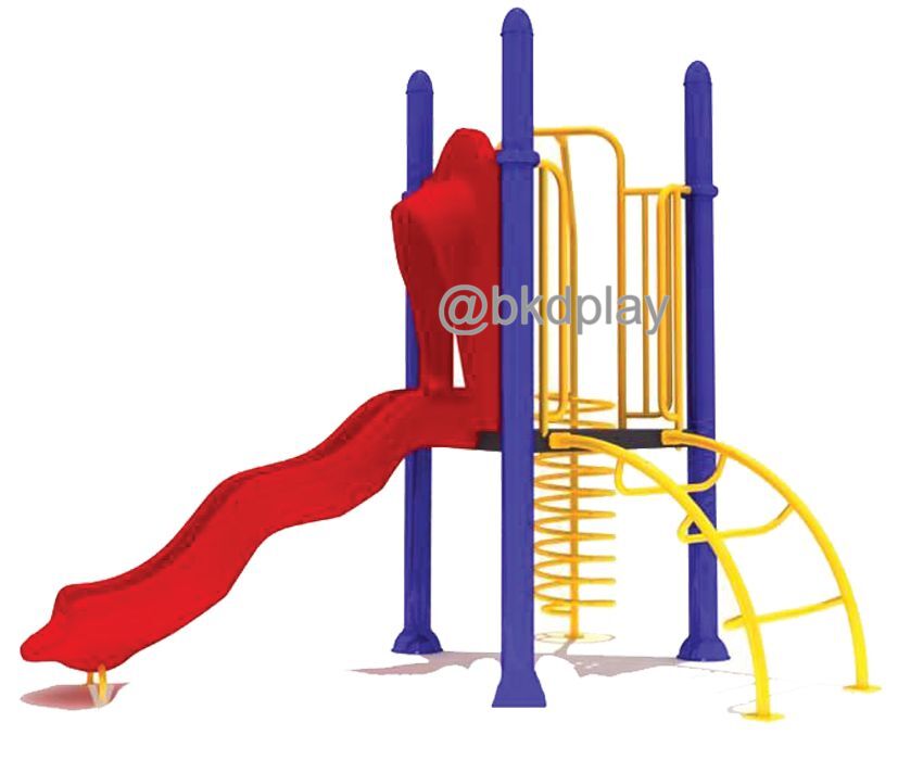 เครื่องเล่นสนามกลางแจ้ง ชุดเครื่องเล่นเด็ก BA-26 มี 1 รางสไลเดอร์ และปีนป่ายสปริง 1 ชุด,สไลเดอร์เดี่ยว วางข้างสระว่ายน้ำได้ ครุภัณฑ์สนามเด็กเล่น,งบสพฐ,outdoor Playground,ผลิตในไทย