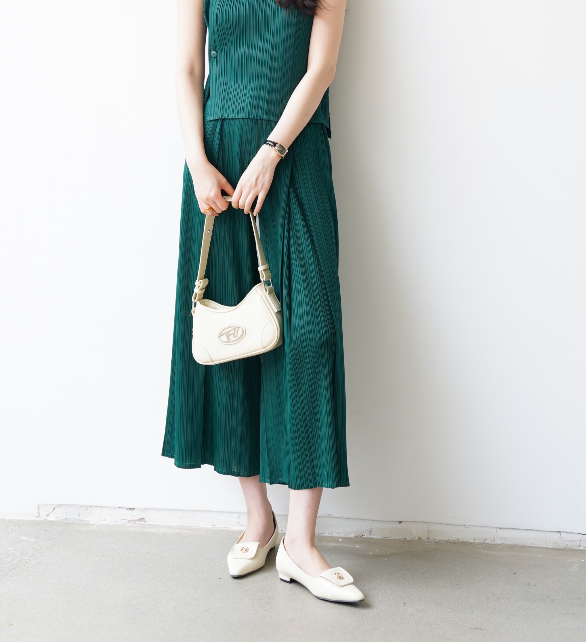ปรับราคาลง20%!! ยาว 36.5นิ้ว 2MUAY รุ่น GJO3892-9 กางเกงพลีทคุณภาพ WIDE LEG PLEATED PANTS 10 สี FREE SIZE