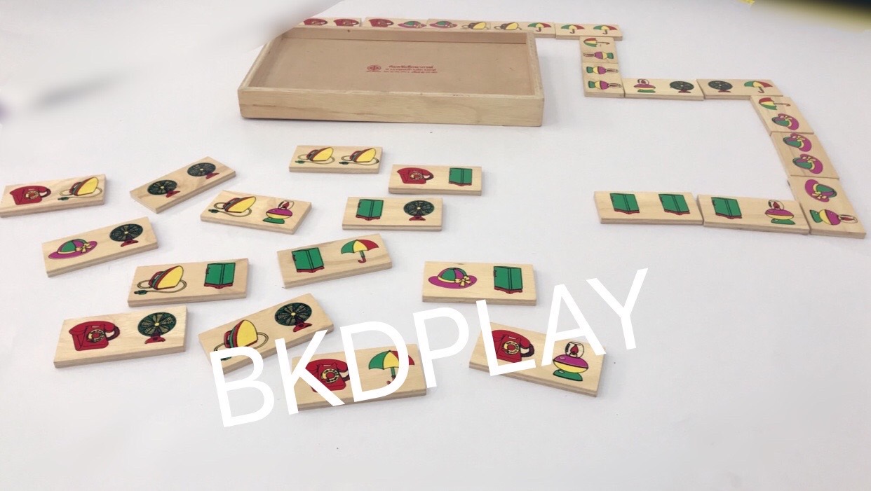 โดมิโน จับคู่ของใช้ สิ่งของ , ของเล่นไม้, ของเล่นเสริมพัฒนาการ, ของเล่นเด็กอนุบาล, สื่อการสอน