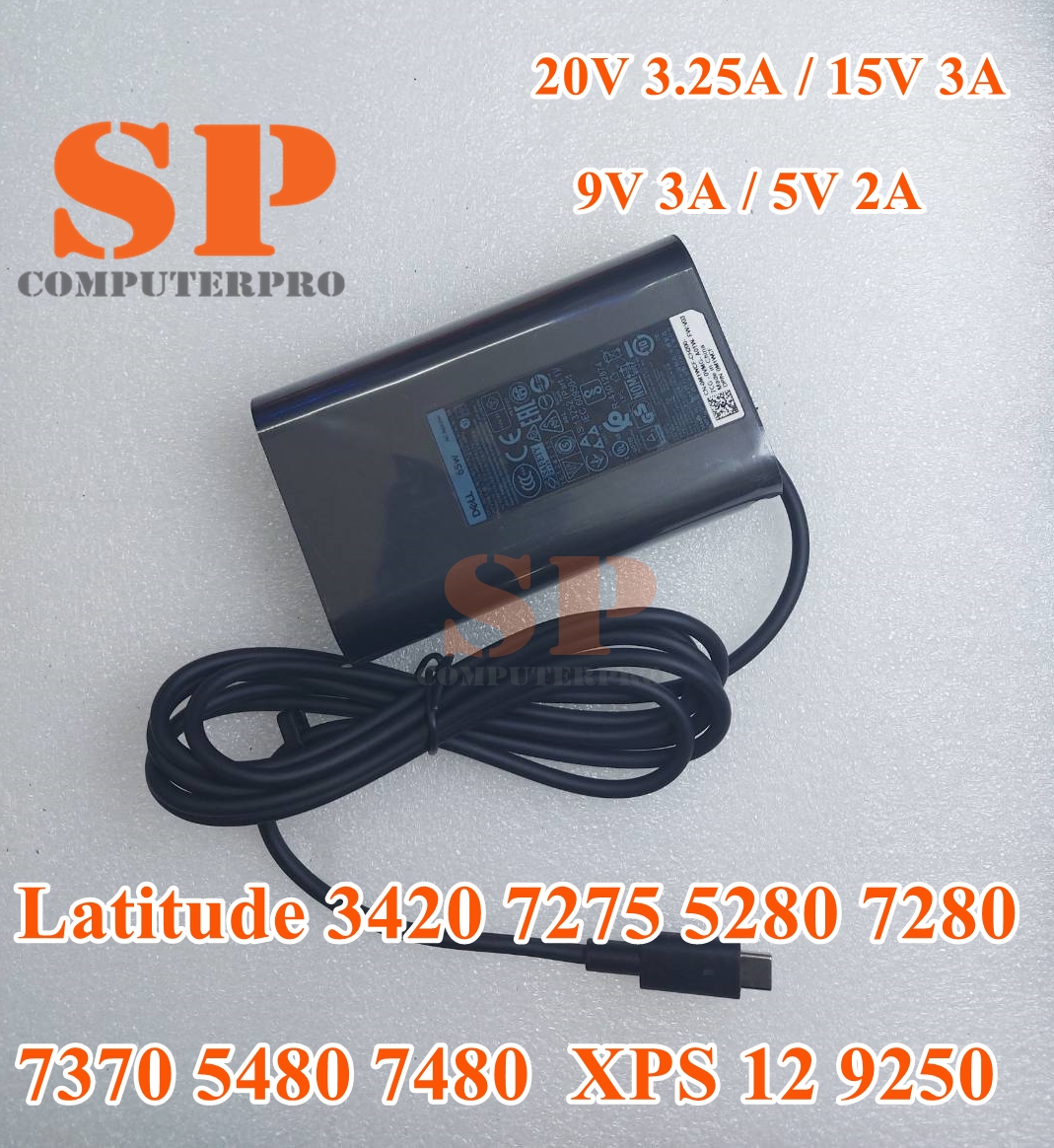 DELL Adapter อะแดปเตอร์ของแท้ DELL Latitude 3420 7275 5280 7280 7370 5480 7480 XPS 12 9250 หัว TYPE-C / USB-C : 65W