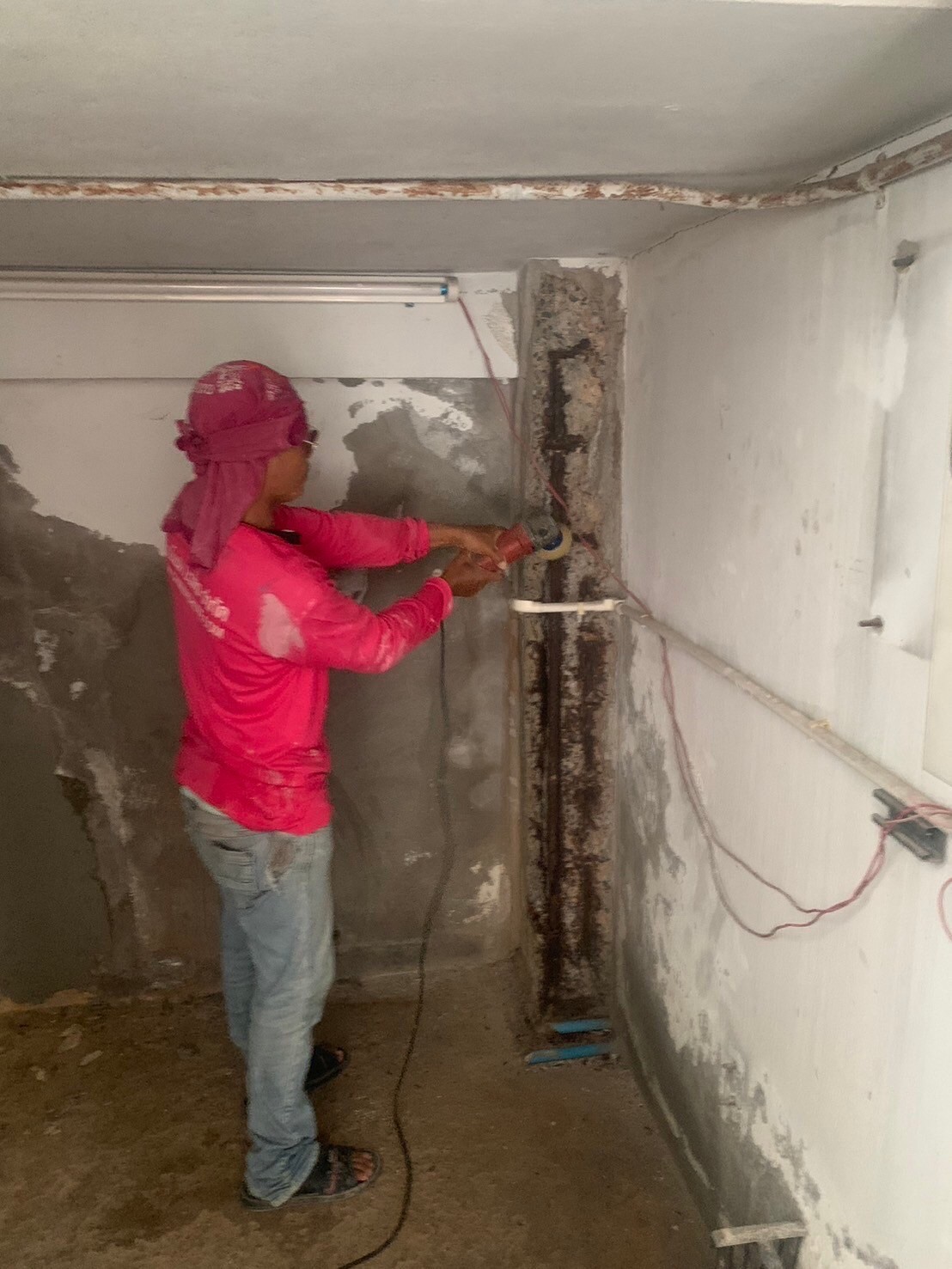 งานซ่อมโครงสร้างเสา หอพักพยาบาลบางระมาด รพ.ศิริราช