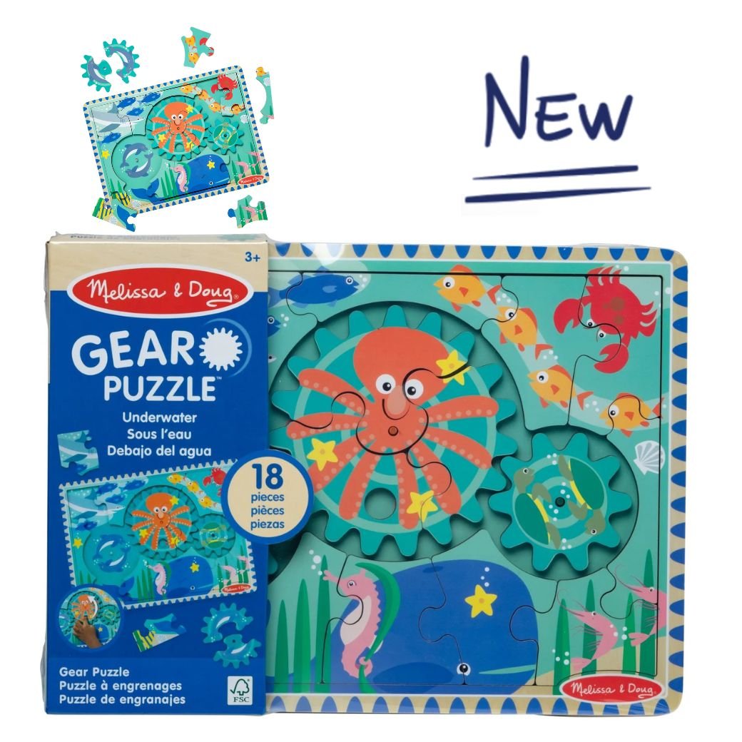 จิ๊กซอไม้ ตีมทะเล 18 ชิ้น พร้อมเกียร์x3 อันMelissa & Doug Wooden Underwater Gear Puzzle