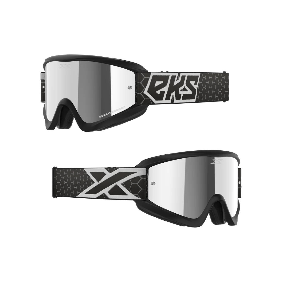 แว่น EKS Brand GOX Flat-Out Mirror Goggle Black, White-Silver Mirror Lenses