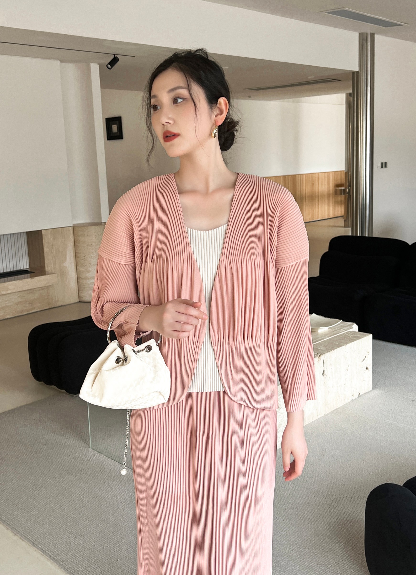 2MUAY รุ่น GJO5160 เสื้อคลุมพลีทคุณภาพ THICK OPEN FRONT PLEATED CARDIGAN 12 สี FREE SIZE